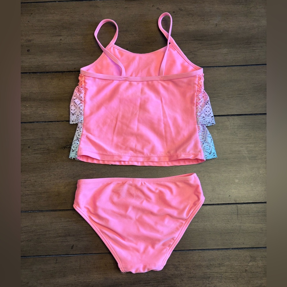Girls SO Pink and Blue Ruffle Swimsuit - Picture 4 of 5